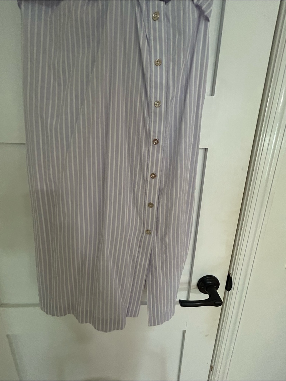 White House Black Market Lavender Stripe Midi Shirt Dress - Picture 4 of 6